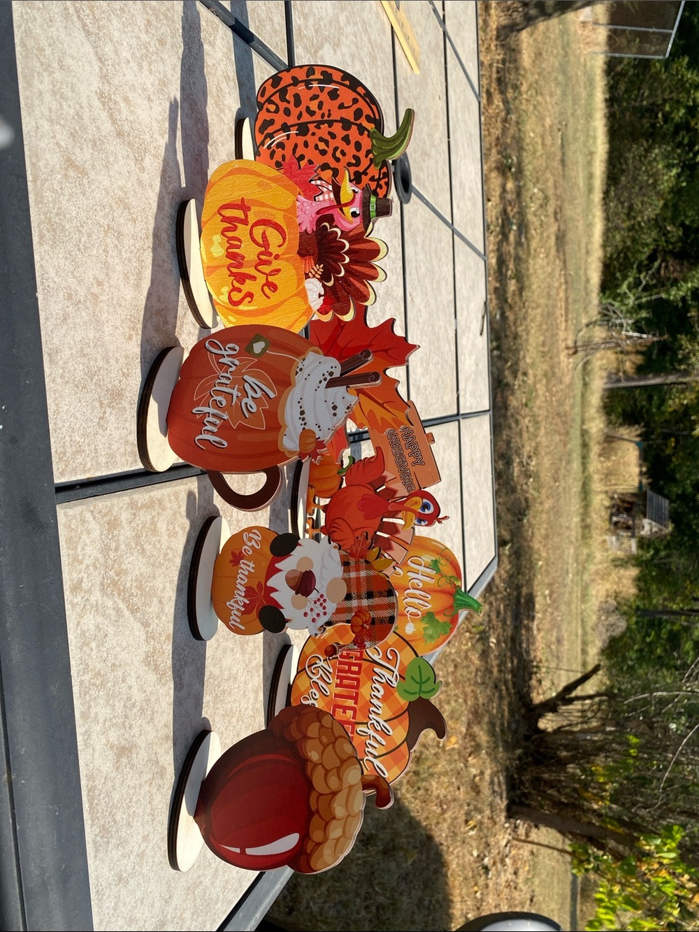 Autumn Harvest Table 9-Piece Wooden Thanksgiving Tabletop Decorations NEW